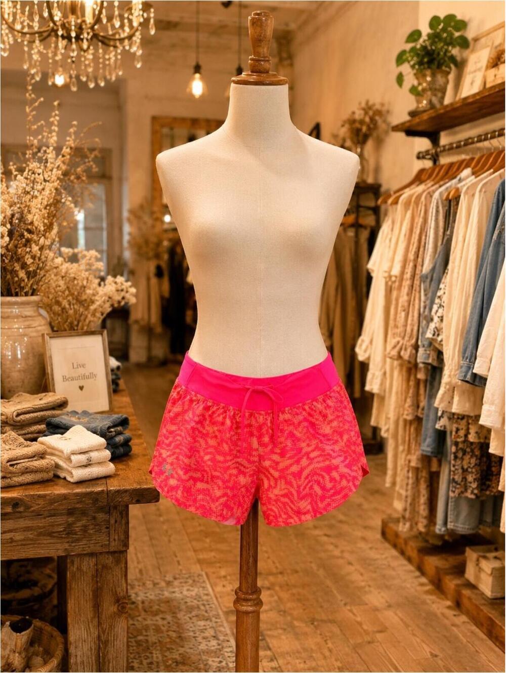 Under Armour Pink Patterned Women's Athletic Shorts